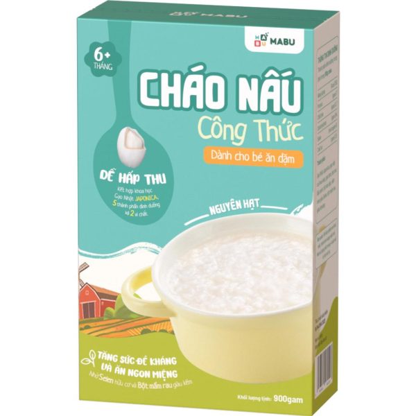 Cháo ăn dặm Mabu nguyên hạt 900g New (Từ 6 tháng)