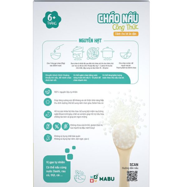 Cháo ăn dặm Mabu nguyên hạt 900g New (Từ 6 tháng)