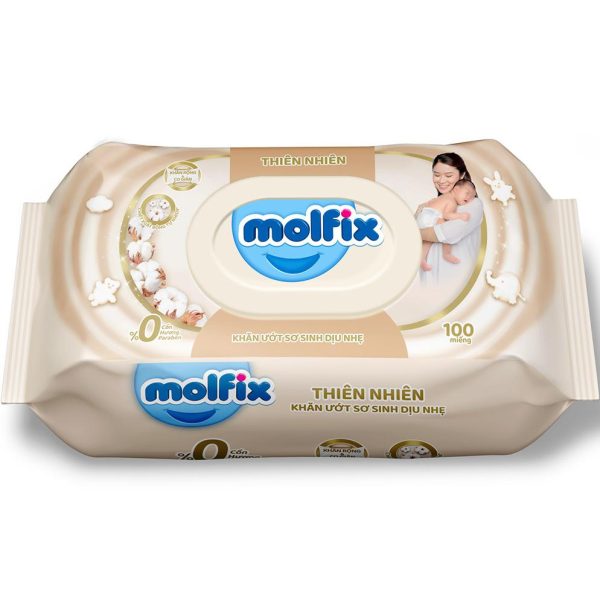 Khăn ướt Molfix thiên nhiên sơ sinh dịu nhẹ 100 tờ