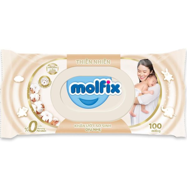 Khăn ướt Molfix thiên nhiên sơ sinh dịu nhẹ 100 tờ